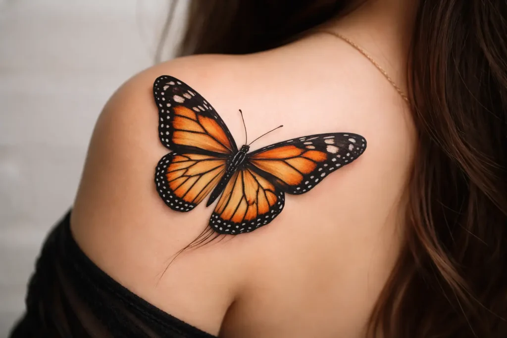 Monarch Butterfly Shoulder Tattoo