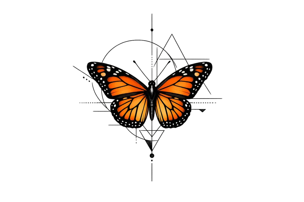 Monarch Butterfly with Geometric Elements