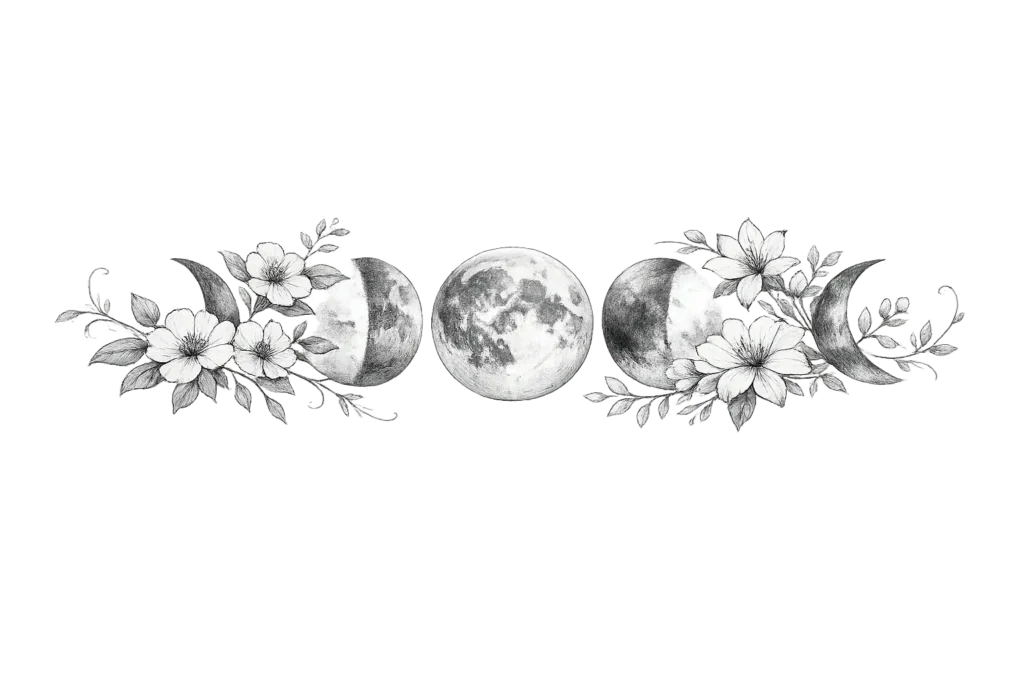 Moon Phases with Floral Elements