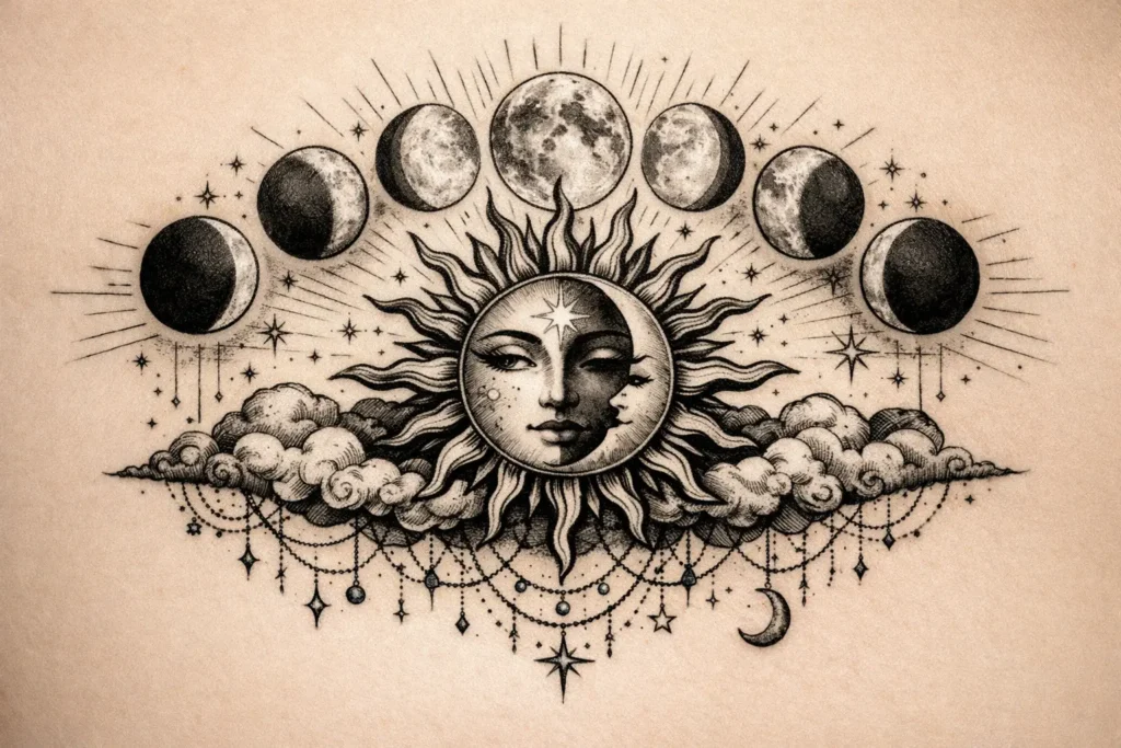 Moon Phases with Sun Elements