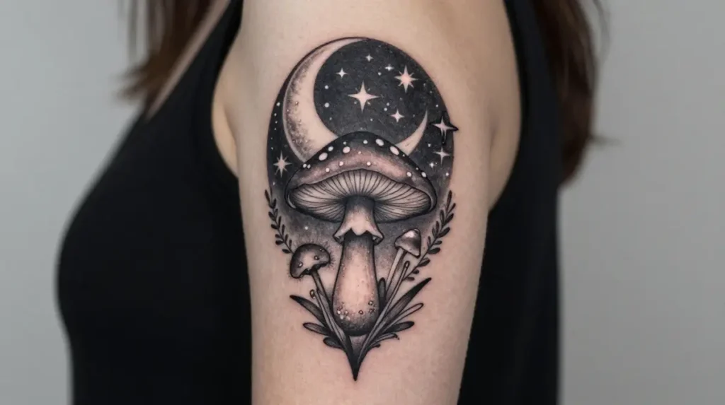 Mushroom Moon and Stars