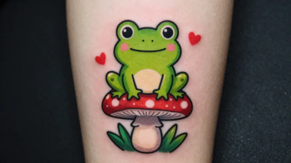 Mushroom and Frog Tattoo