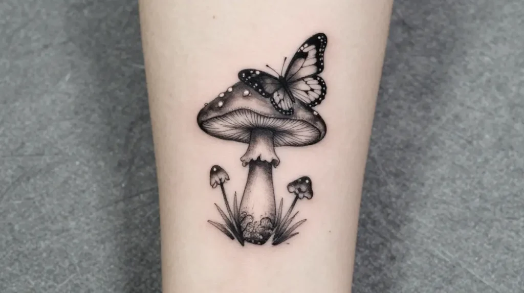 Mushroom with Butterfly