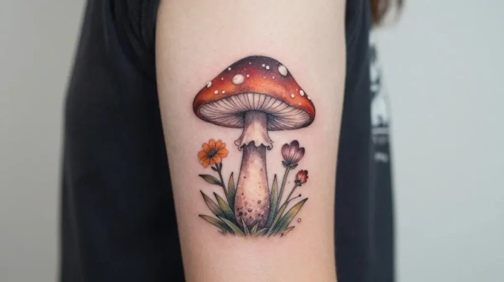 Mushroom with Flowers