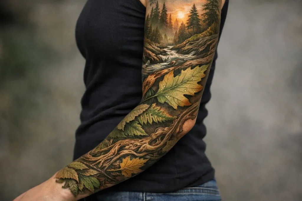 Nature Inspired Sleeve Tattoo