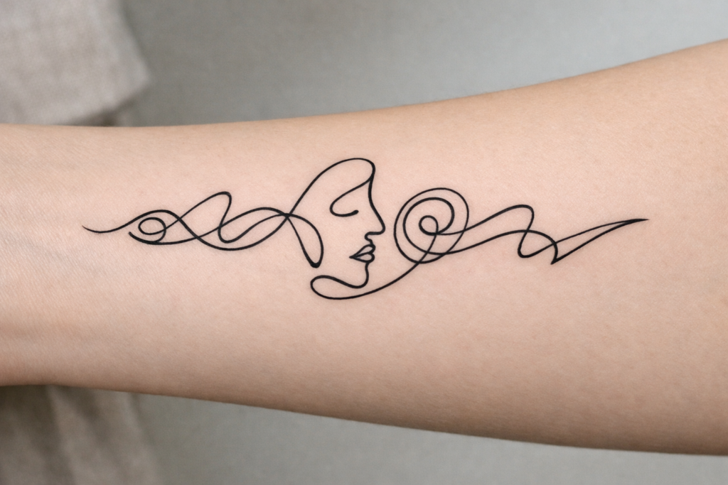 One Line Abstract Art Tattoo