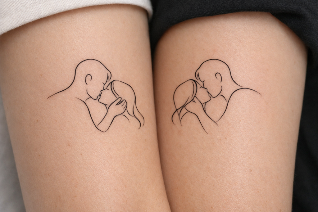 One Line Couple Tattoo