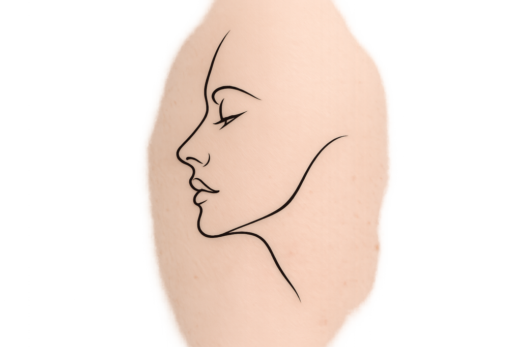 One Line Face Profile Tattoo