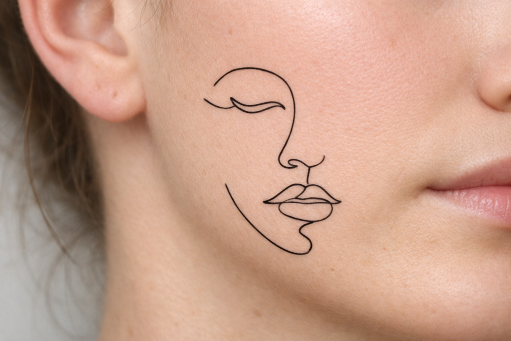 One Line Face Tattoo