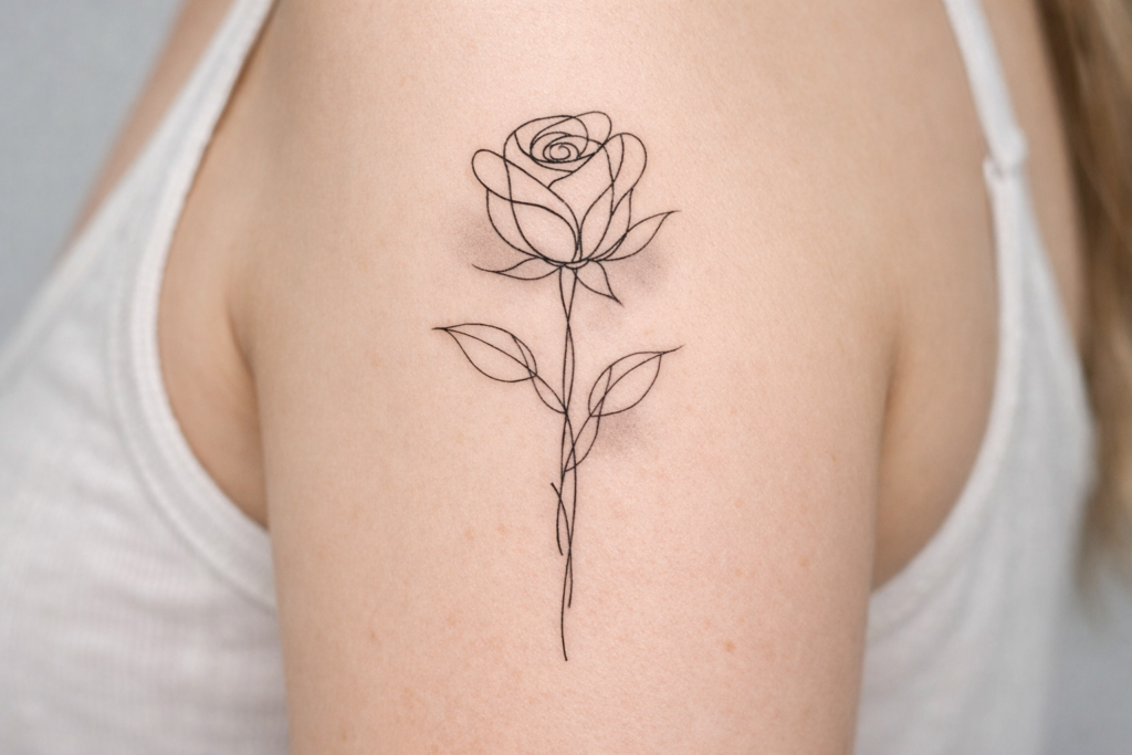 One Line Flower Tattoo