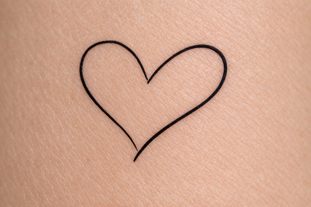 One Line Heart Tattoo