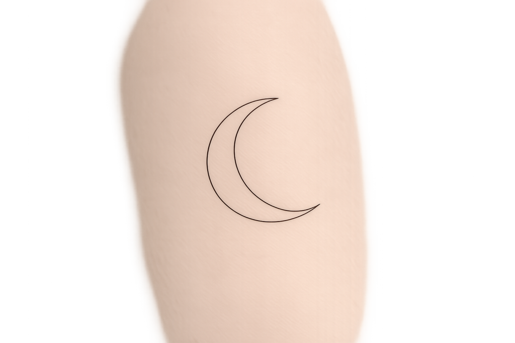 One Line Moon Tattoo
