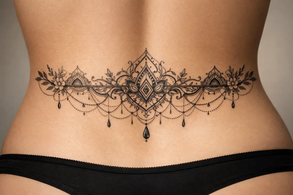 Ornamental Lower Back Tattoo