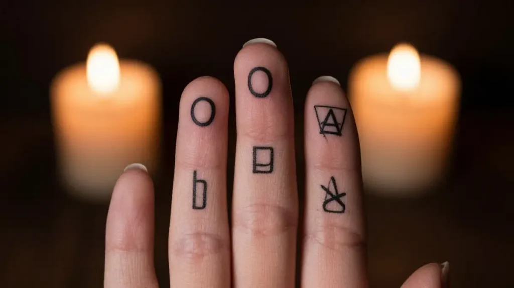 Ouija Board Elements on the Fingers