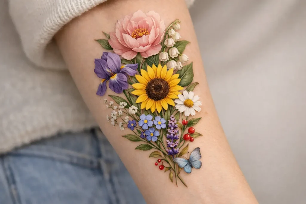 Personalized Flower Tattoos with Unique Meanings