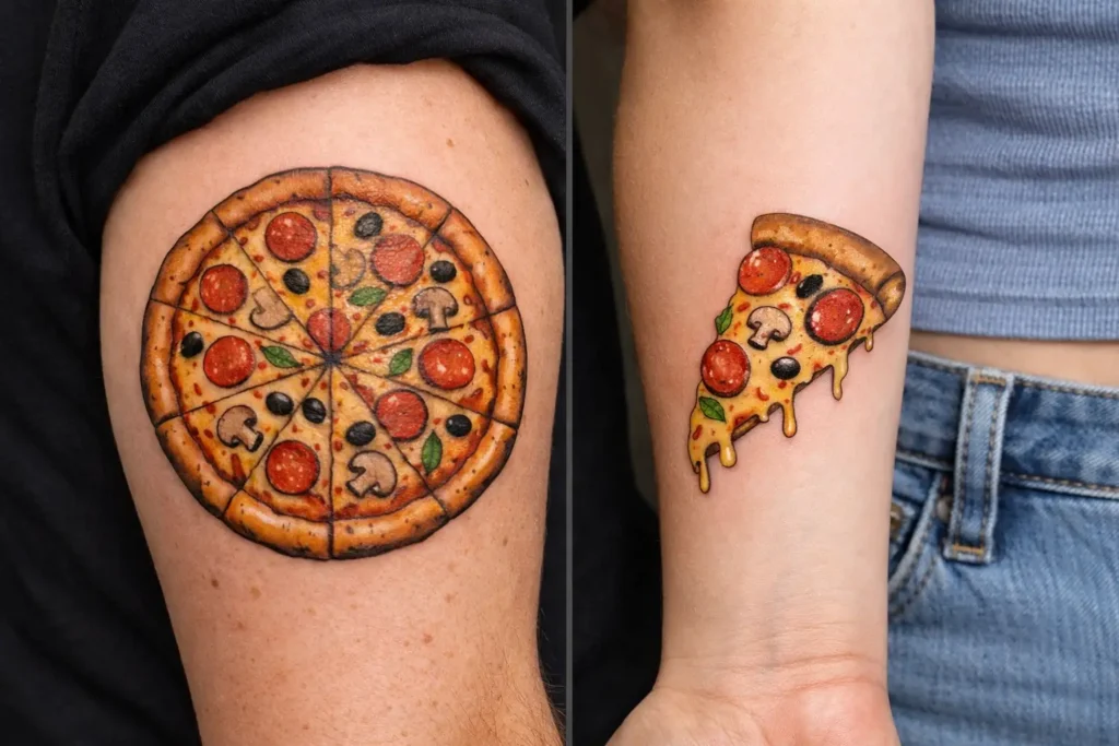 Pizza and Slice Tattoo