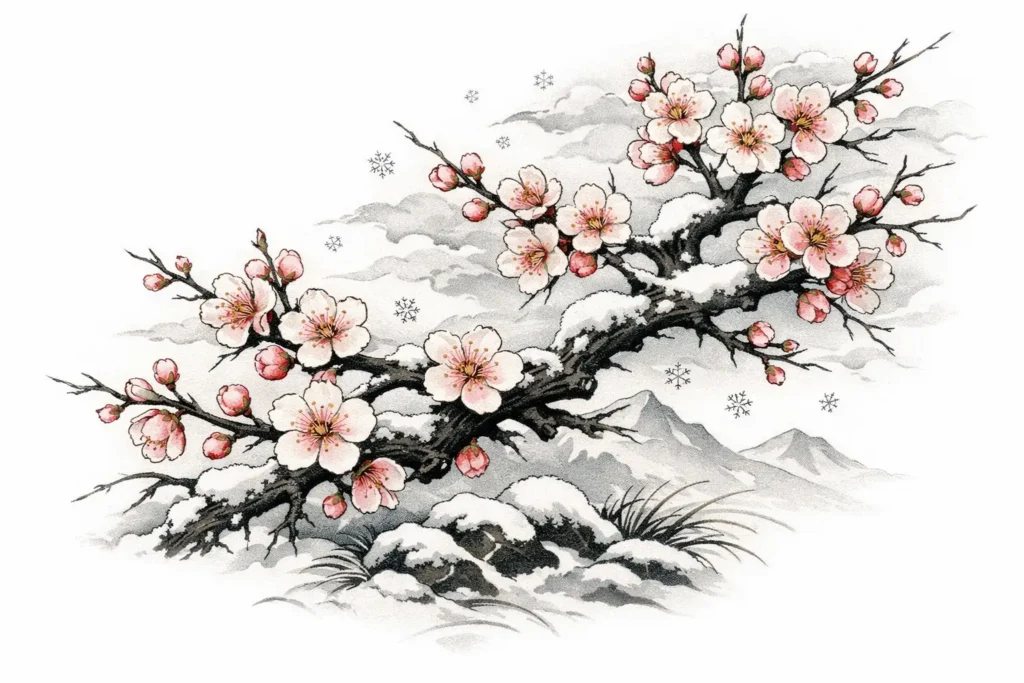 Plum Blossom Tattoo Design