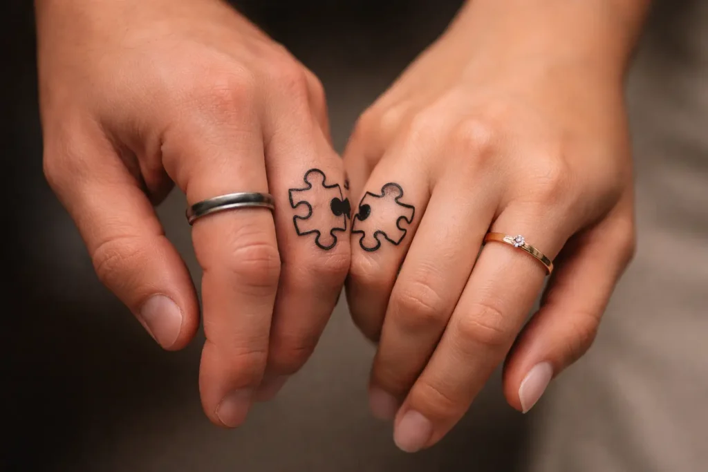 Puzzle Piece Matching Tattoos