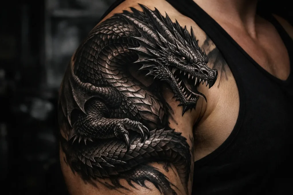 Realistic Dragon Tattoo Design