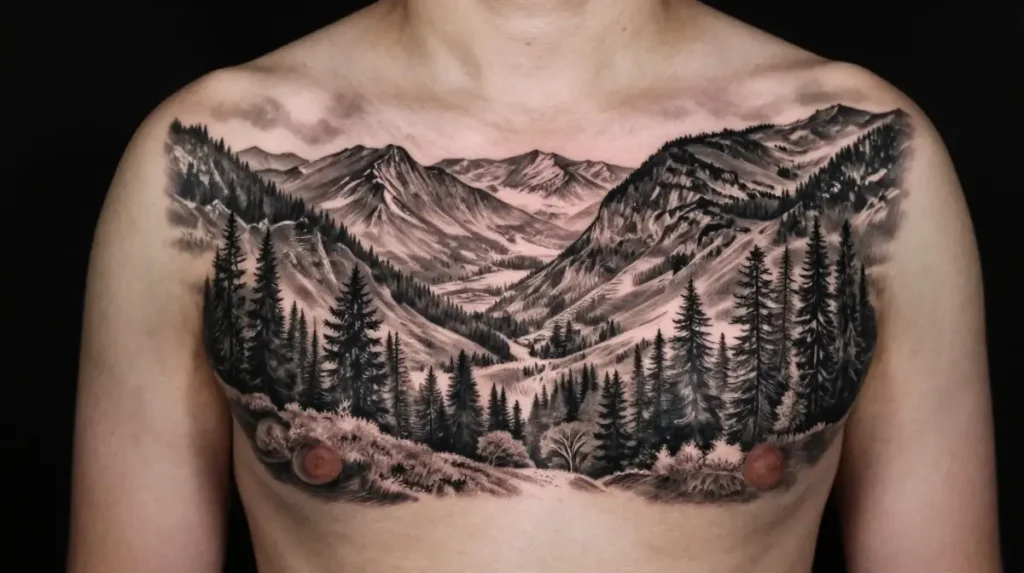 Realistic Landscape Tattoo