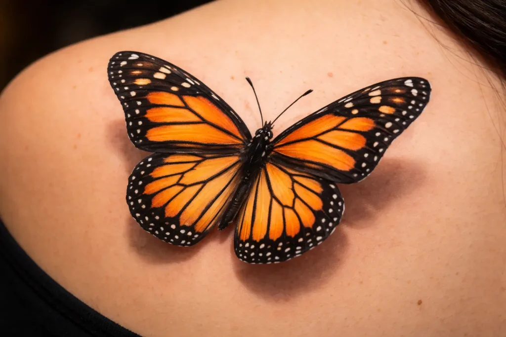 Realistic Monarch Butterfly Tattoo