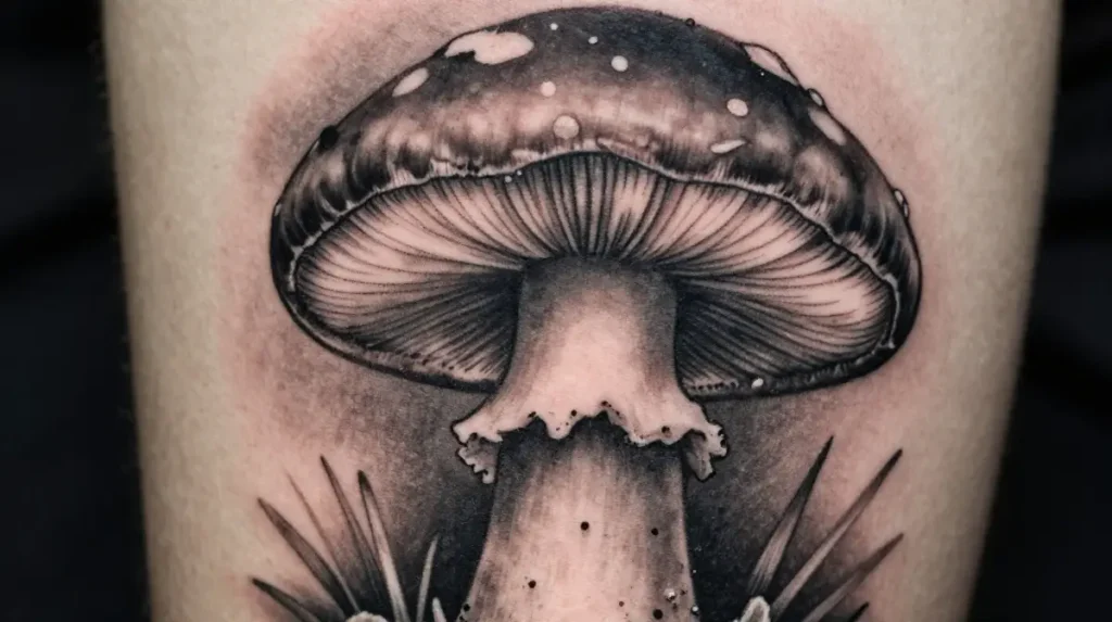 Realistic Mushroom Tattoo