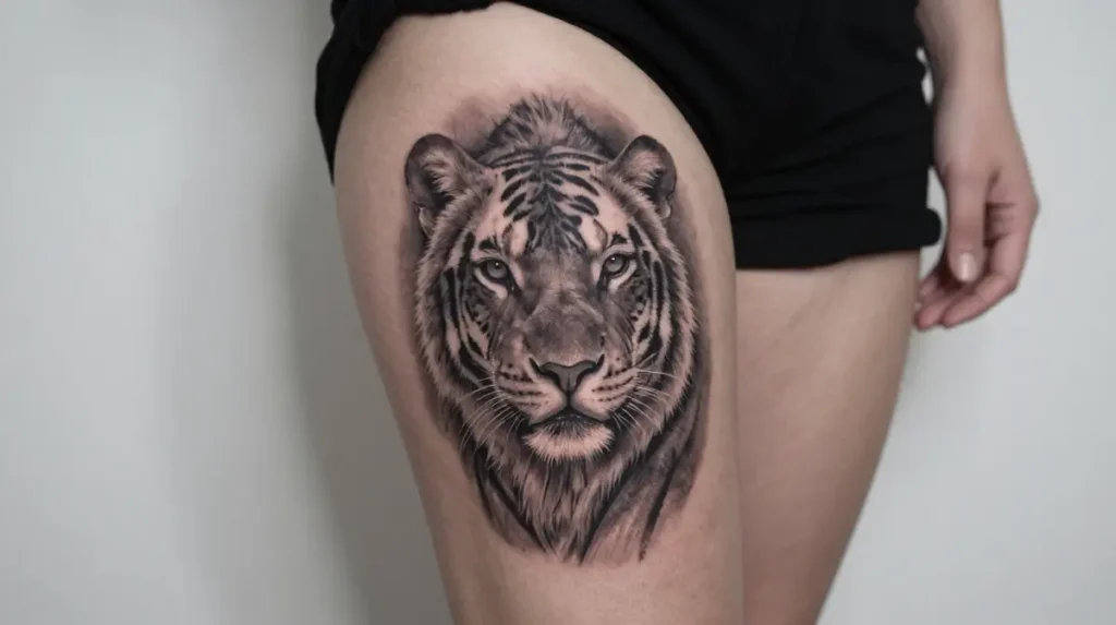Realistic Thigh Tattoo