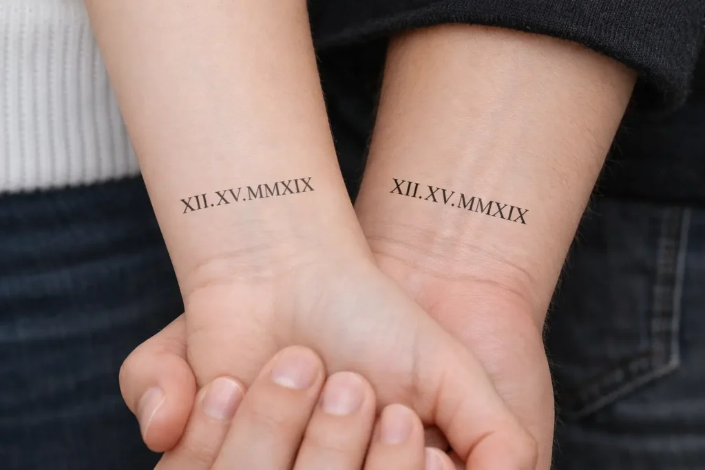 Roman Numeral Matching Tattoos