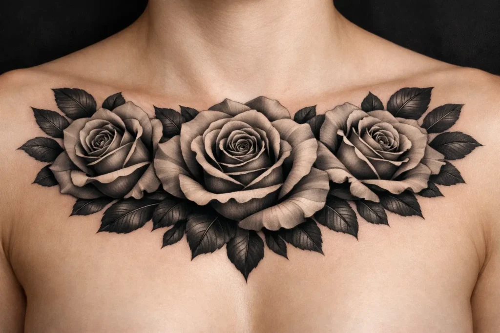 Rose Chest Tattoo