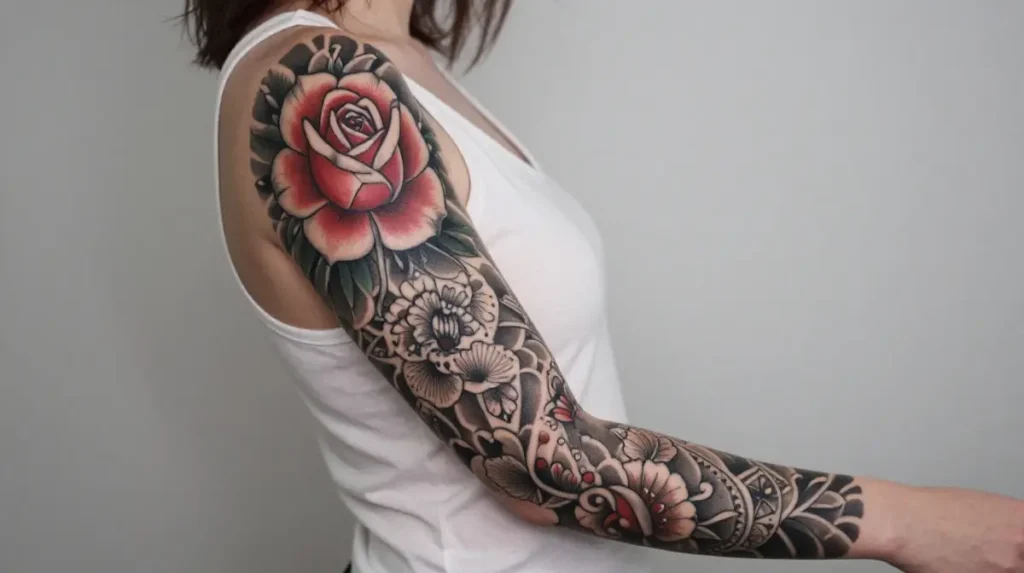 Rose Sleeve Tattoos