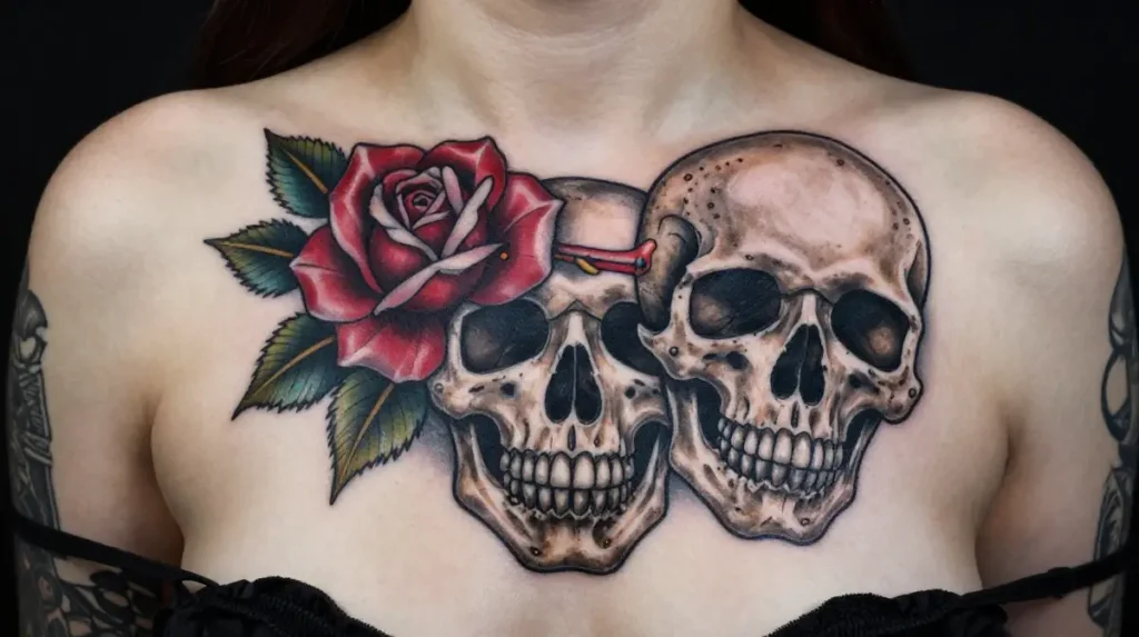 Rose and Skull Tattoos