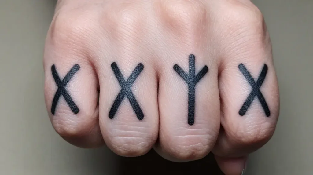 Rune Symbols Across the Knuckles
