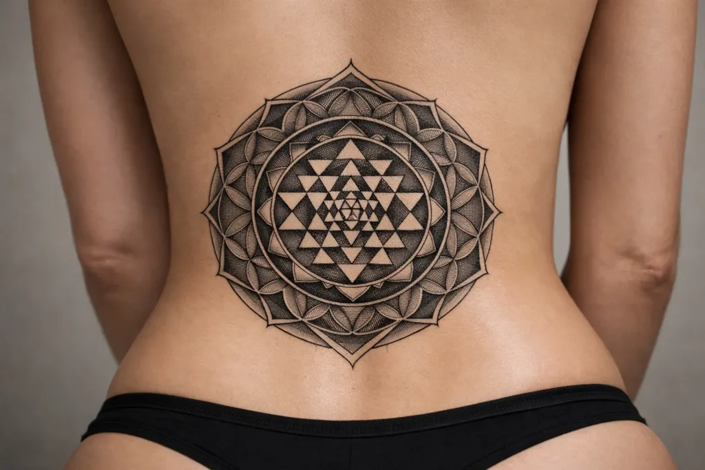 Sacred Geometry Lower Back Tattoo