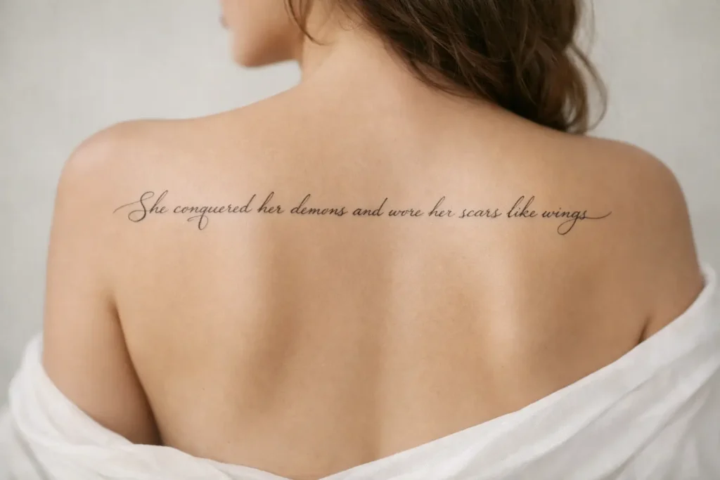 Script Quote Back Tattoo
