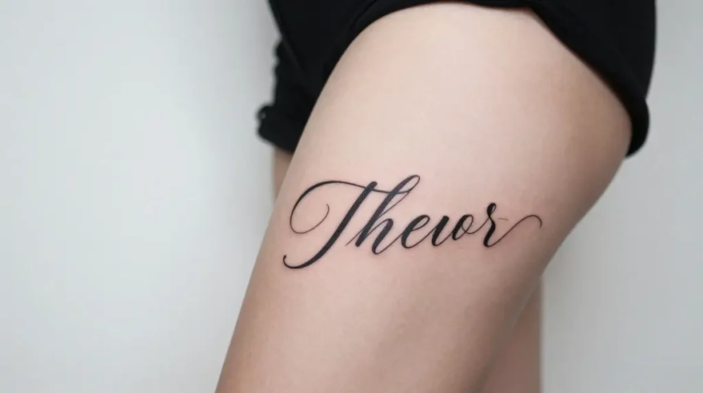 Script Thigh Tattoo