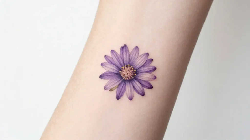 Single Aster Wrist Tattoo