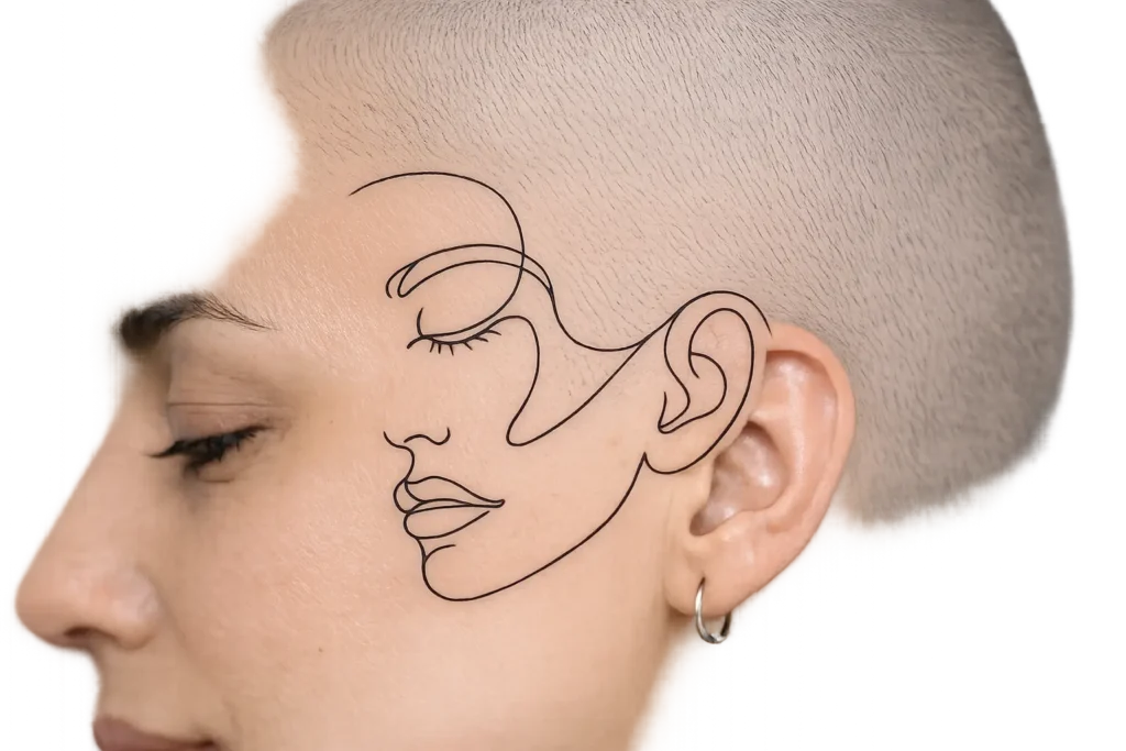 Single Line Face Tattoo