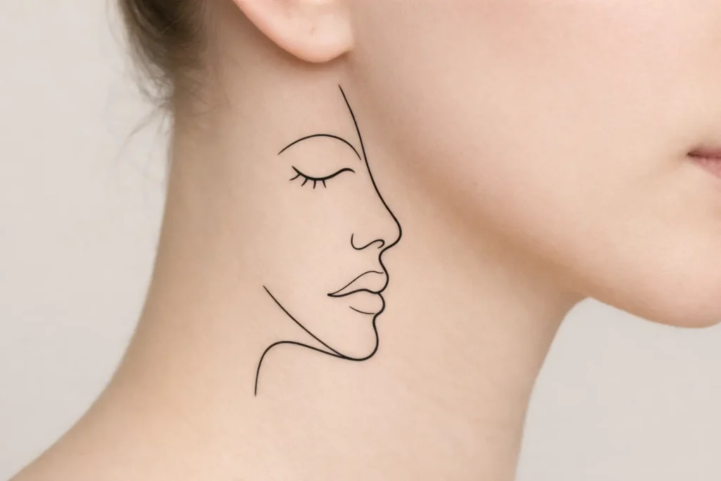 Single Line Face Tattoos