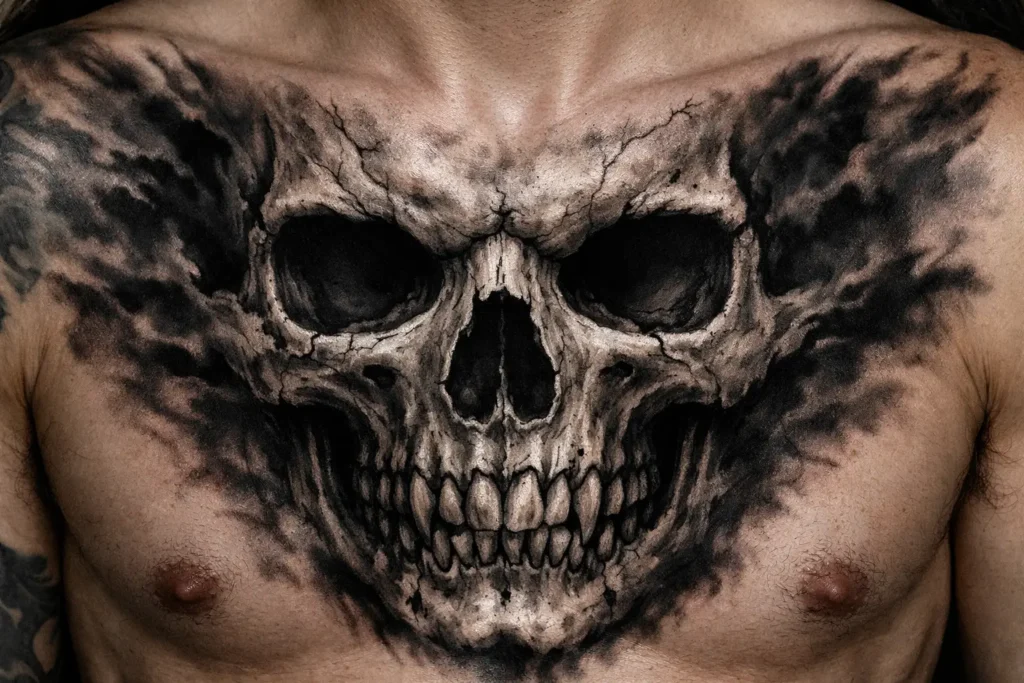 Skull Chest Tattoo