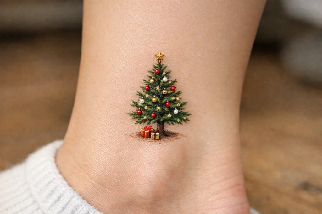 Small Christmas Tree Tattoo Style