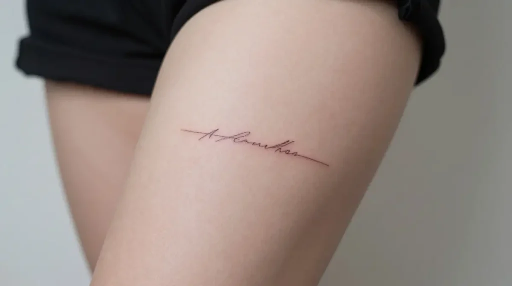 Small Delicate Thigh Tattoo