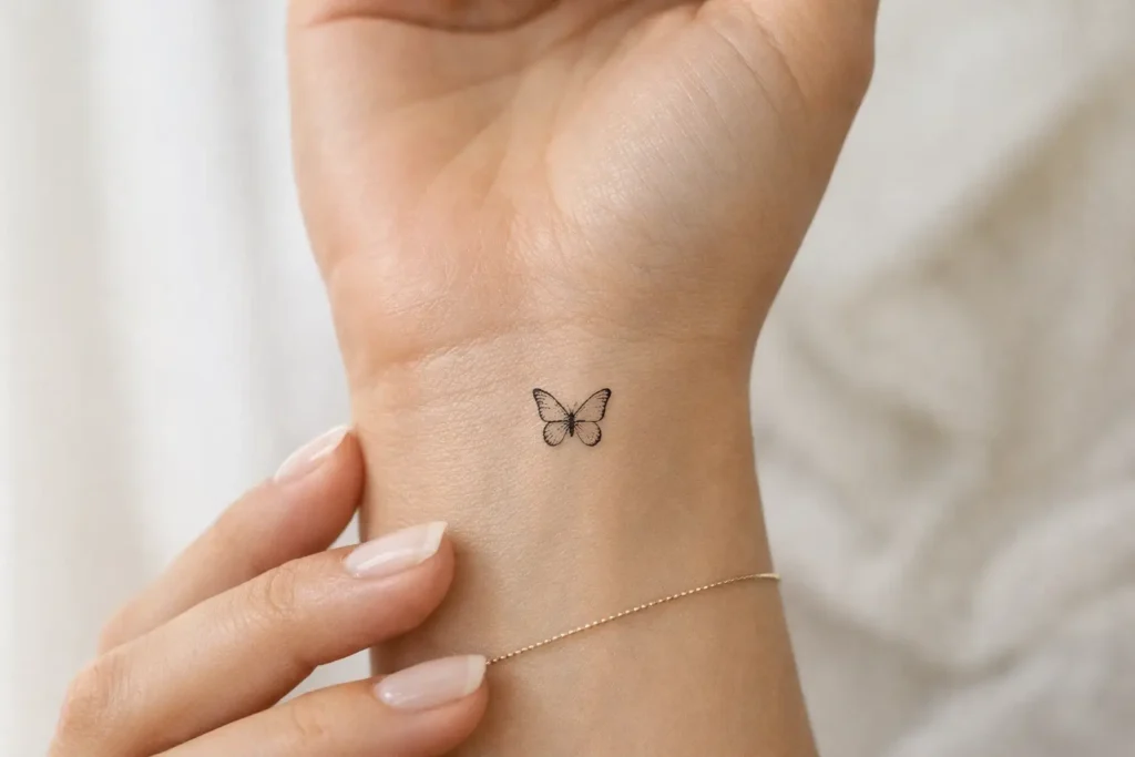 Small Wrist Butterfly Tattoo