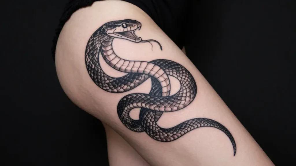 Snake Thigh Tattoo