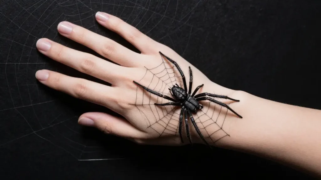 Spider and Web on the Hand