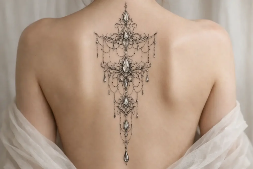 Spine Jewelry Tattoo Design