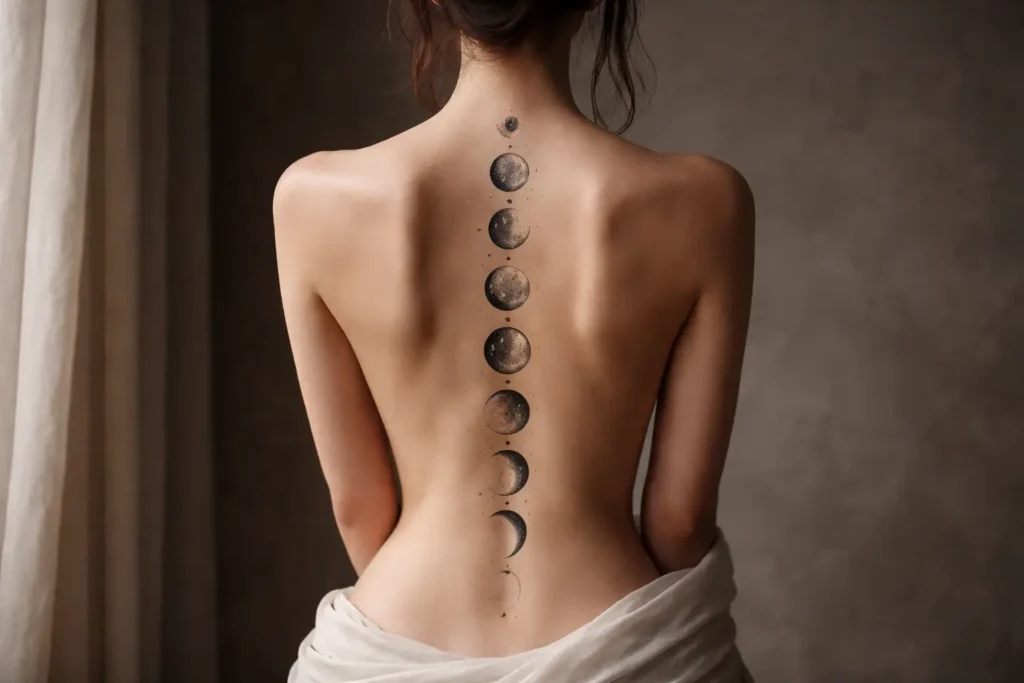 Spine Moon Phases Tattoo