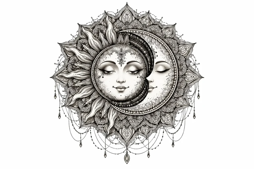 Sun and Moon Mandala Design