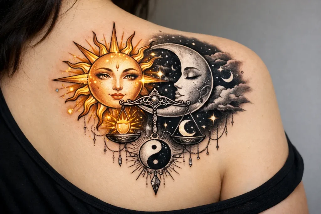 Sun and Moon Tattoos That Balance Opposites