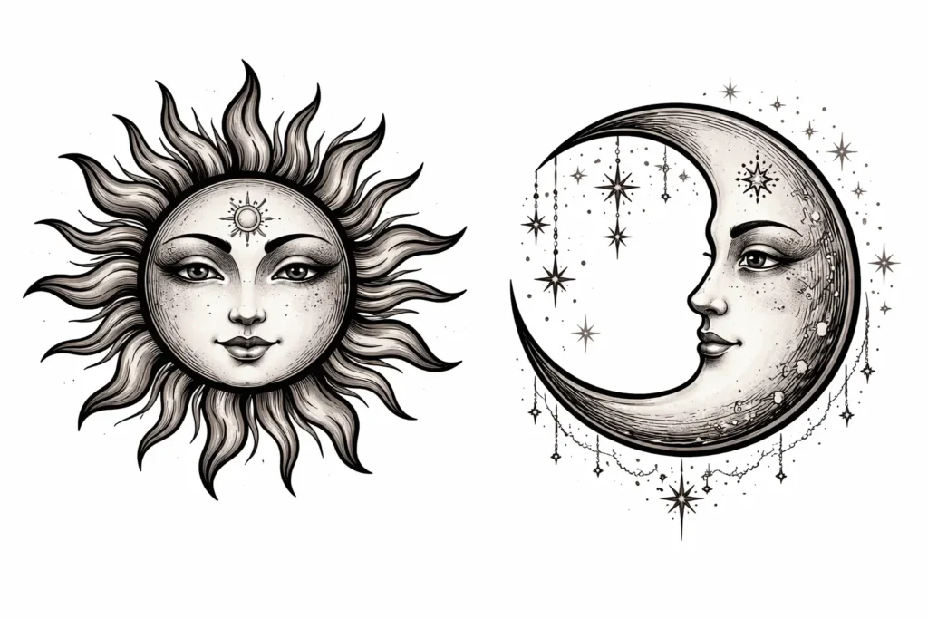 Sun and Moon with Faces