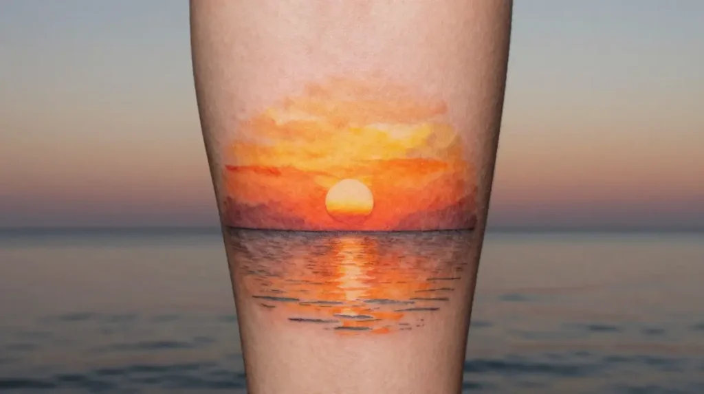 Sunset over Water Tattoo